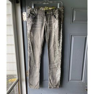 O’Neill Brand Denim with Feather Print sz 7